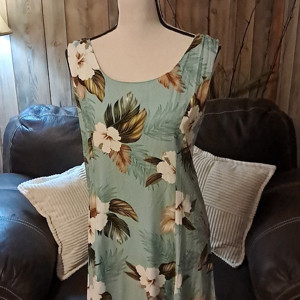Paradise Bay Long Dress Women Size L Tropical Floral Print Vacay Hawaiian - Picture 2 of 8